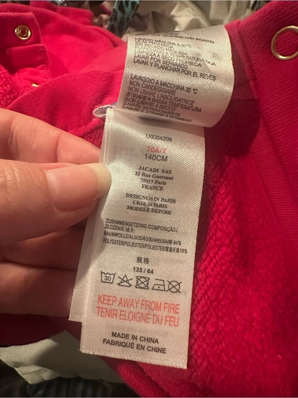 Jacadi Paris Fleece Sweatshirt in Fuschia